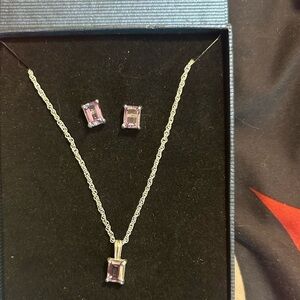 Orfevrerie  wiskemann 925 amethyst necklace and earrings set